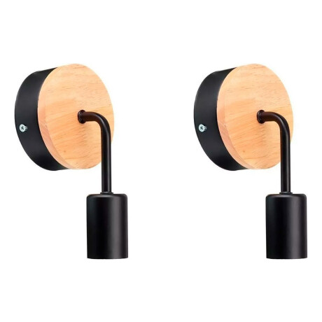 Pack X 2 Aplique Pared Nordico Metal Madera Vintage Negro