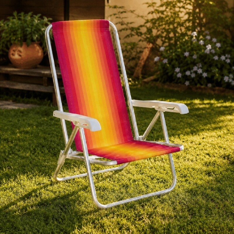 Silla reclinable 4 posiciones aluminio NARANJA