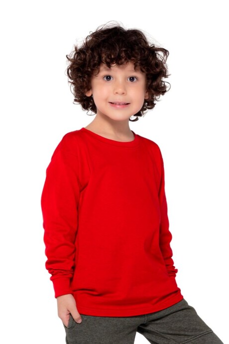 Camiseta a la base niño manga larga Rojo