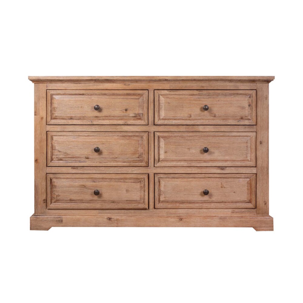 CÓMODA 6 CAJONES MADERA-ACACIA NATURAL-BEIGE WESTPORT