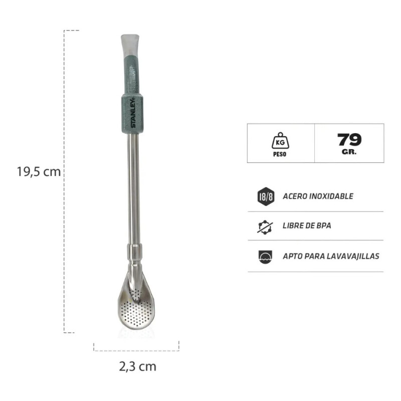 Bombilla Para Mate Stanley Clásica Explorer Verde Acero Inoxidable 18/8 Bombilla Para Mate Stanley Clásica Explorer Verde Acero Inoxidable 18/8