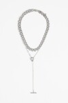 Collar doble largo y choker plateado