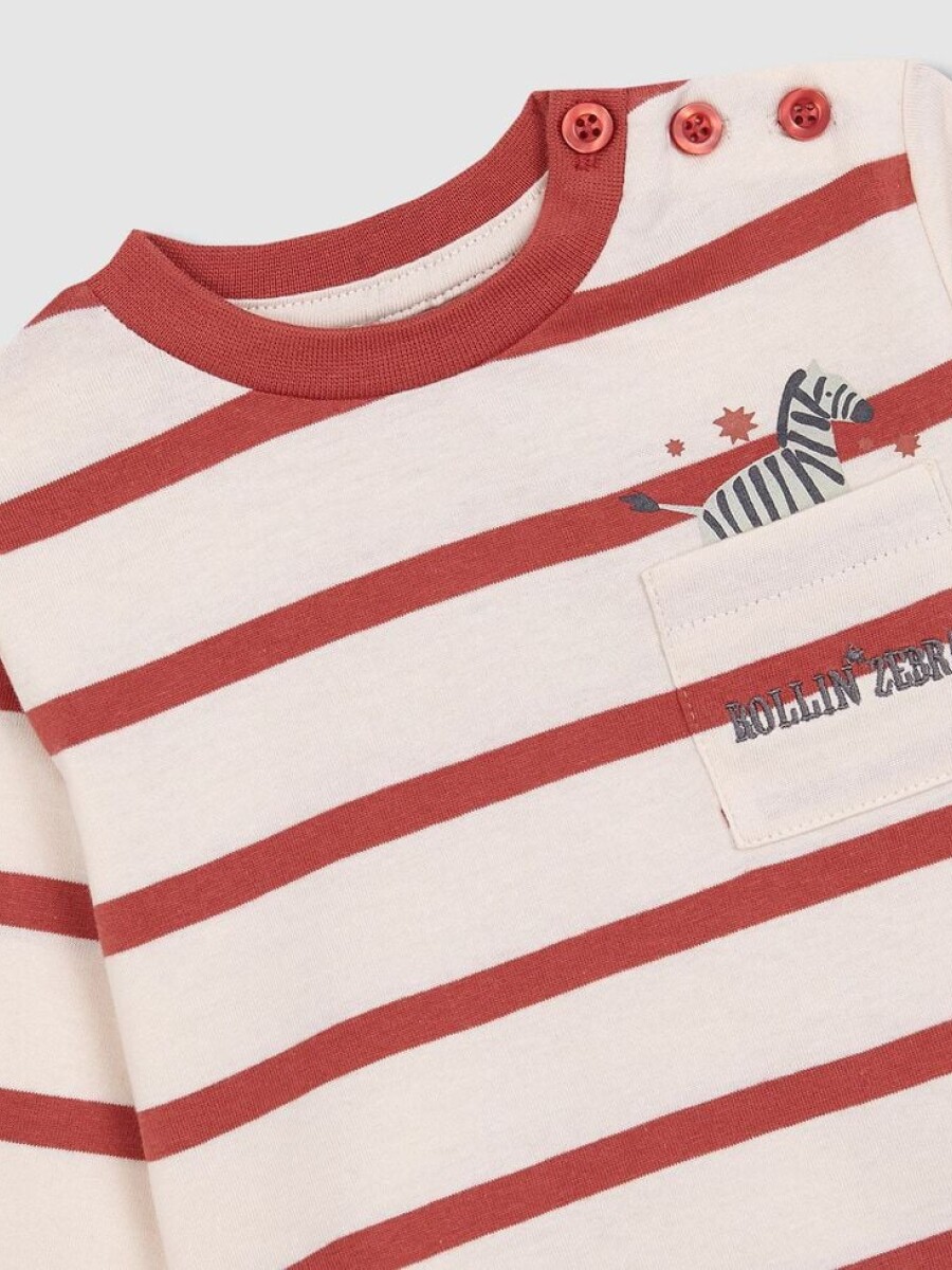 Camiseta Con Print Coral Oscuro