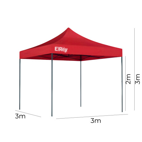 Gazebo 3x3mt Toldo Carpa Uv30 Impermeable Resistente Rojo