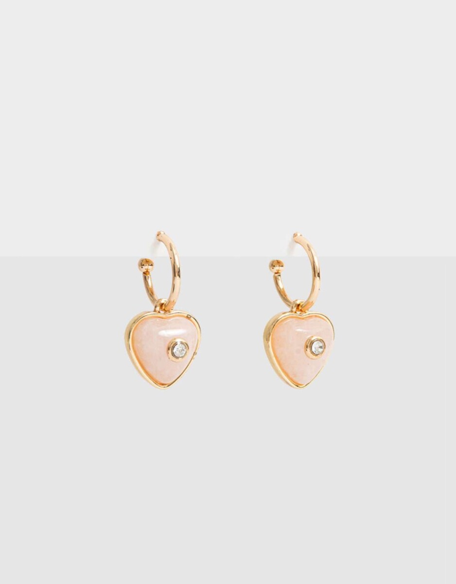 Argollas Con Piedra Natural - Dorado 