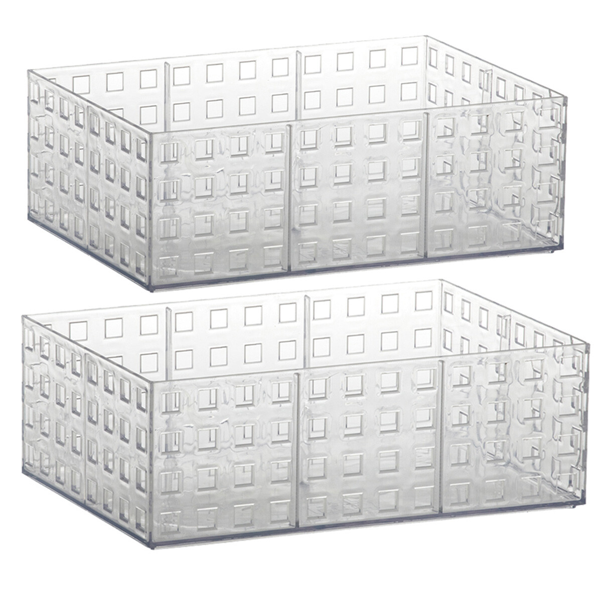 Set x2 Caja organizadora acrílico apilable M - TRANSPARENTE 