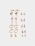 Aros Sets Perlas Aros Set 10 Argollas Y Pasantes - Dorado