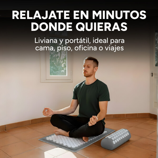 Colchoneta Mat + Almohada Acupuntura Masajeador Relajación Color Gris
