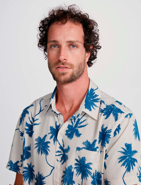 CAMISA MASCULINA ESTAMPADA BEIGE
