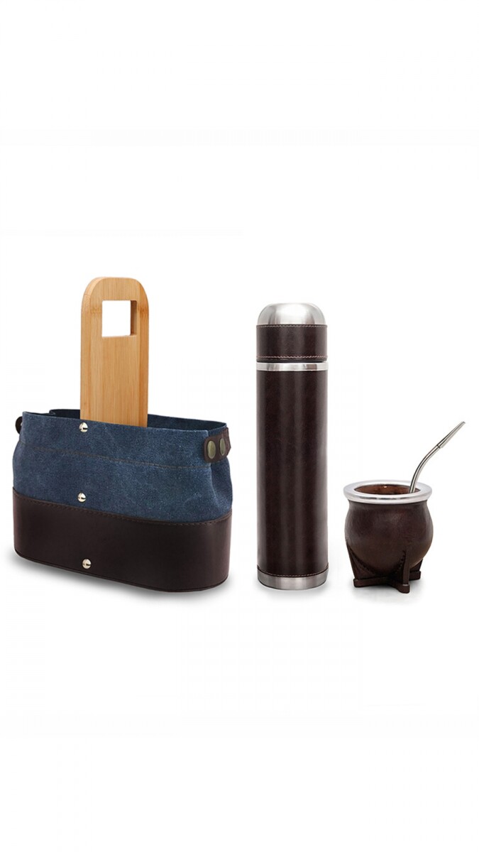 KIT MATERO CENTAURUS - CANVAS AZUL CON CHOCOLATE 