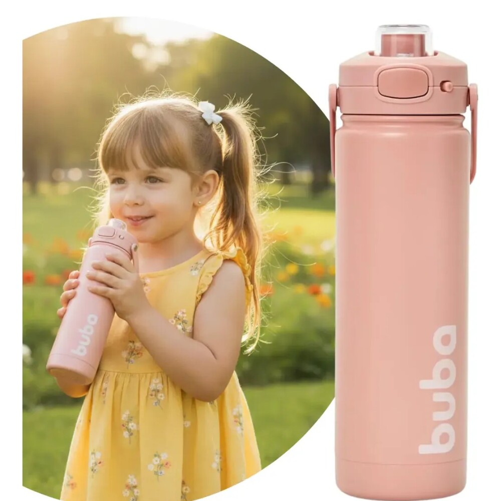 Botella termica BUBA 600ml rosado