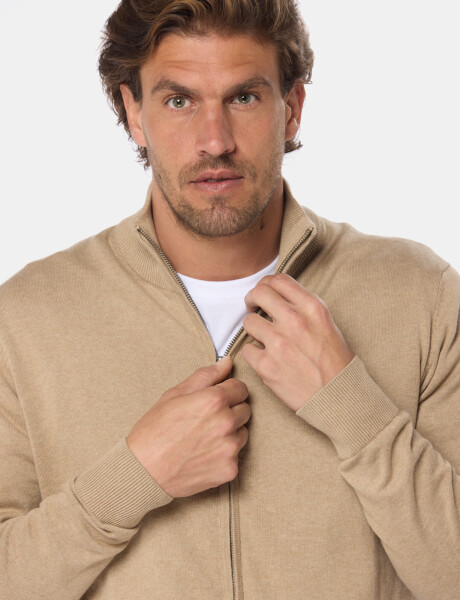 CAMPERA TEJIDA DE ALGODÓN Beige