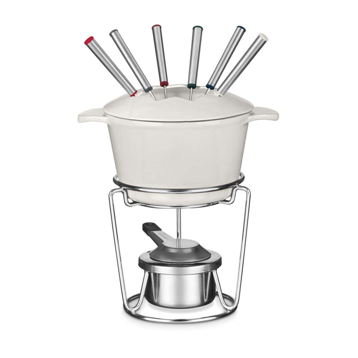 Juego De Fondue De Hierro Fundido - Blanco 