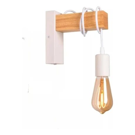 Aplique Colgante Portalámparas Metal Madera Vintage Negro Blanco