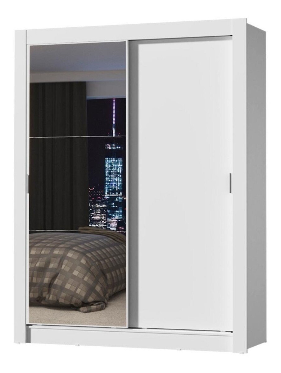 Ropero Placard 2 Puertas Corredizas 1 Espejo Denver - Blanco 