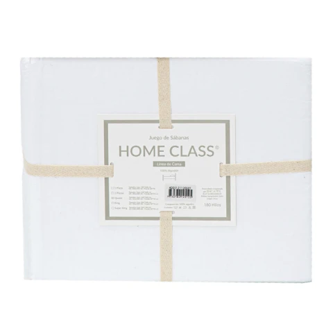 Juego Sábanas 2 Plazas Home Class Lisas 180 Hilos 100% Algodón BLANCO