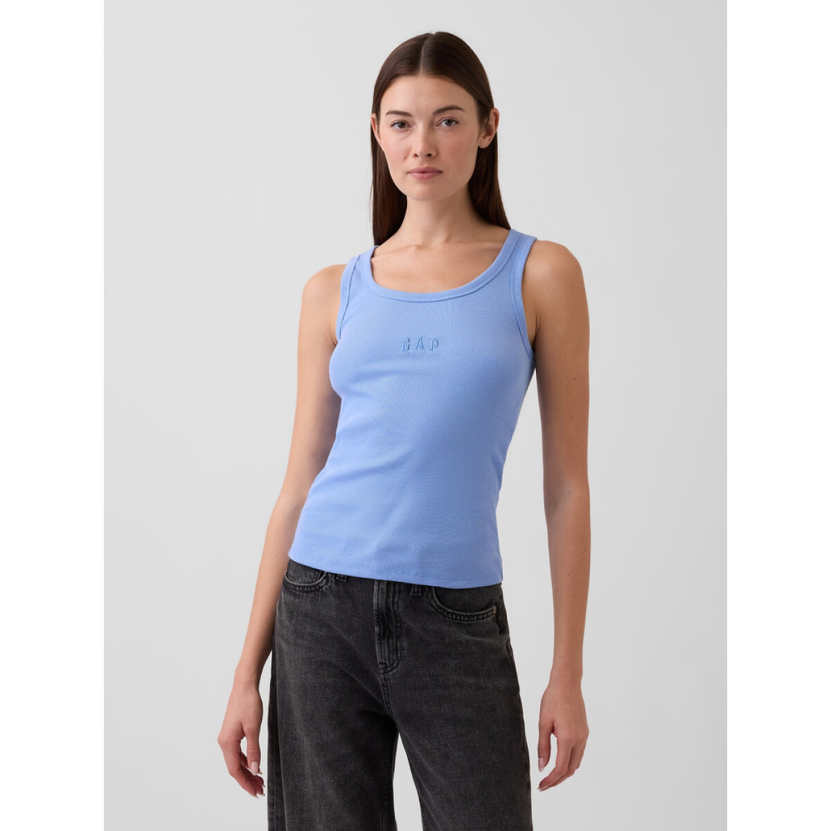 FRCH SL COTTON 2X2 LOGO TANK - SHIRTING BLUE 