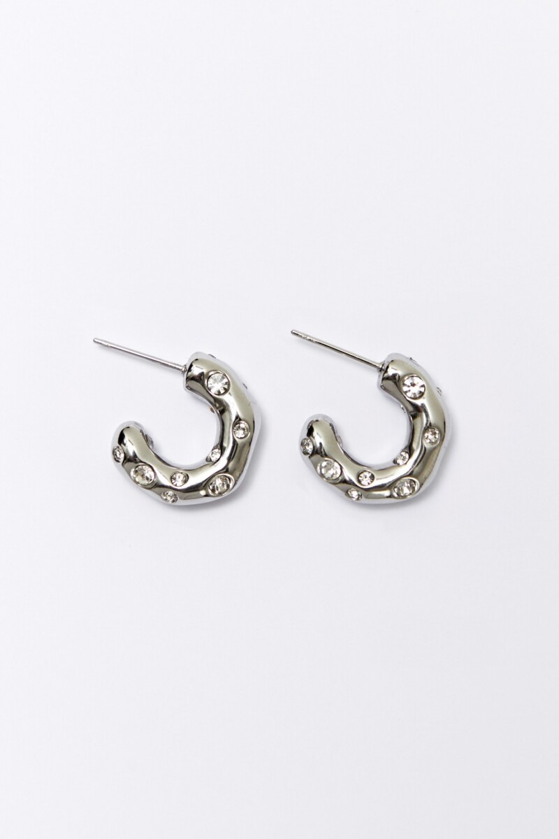 Aros acero con strasses plateado