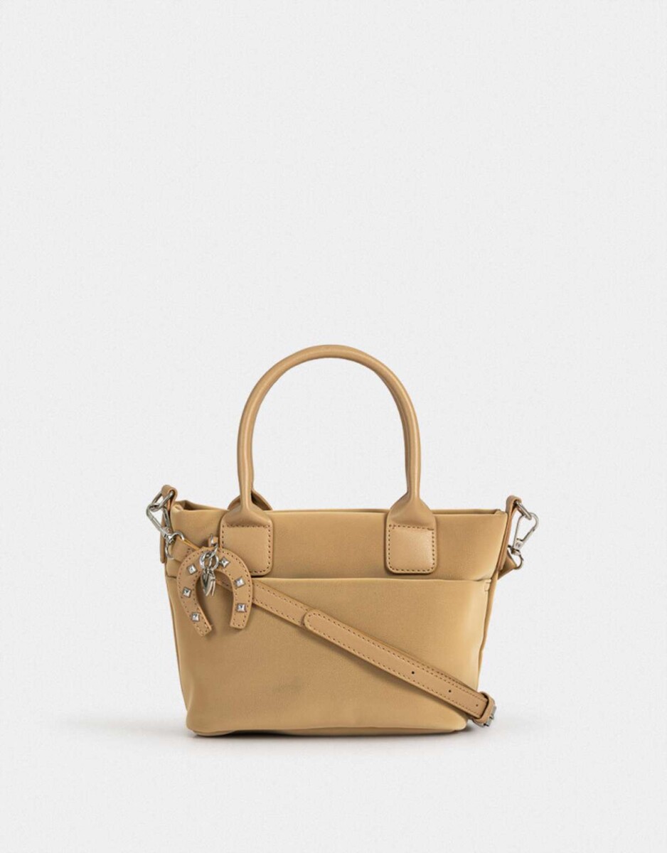 Cartera Mini City Con Charm - Marron Beige 