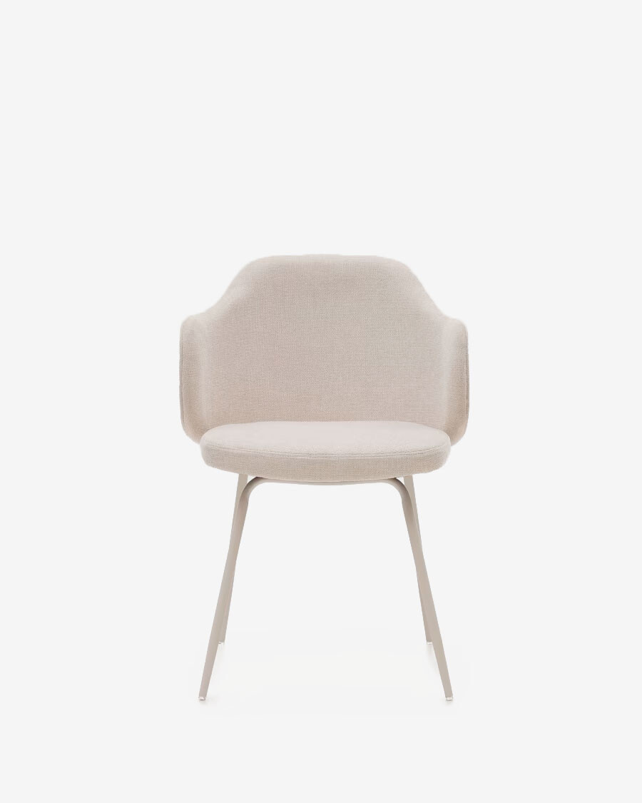 Silla Yunia beige con patas de acero con acabado pintado beige