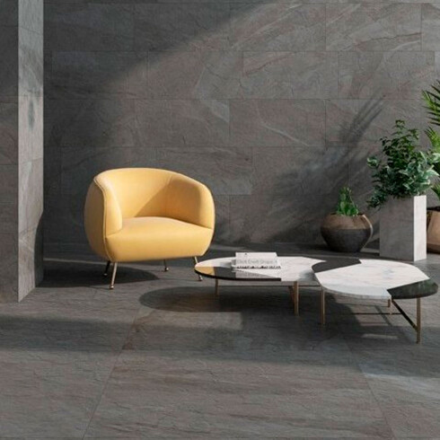 Porcelanato Espesorado Para Exterior , Gris Mate 60X120X2 GAMAS DE NEGRO
