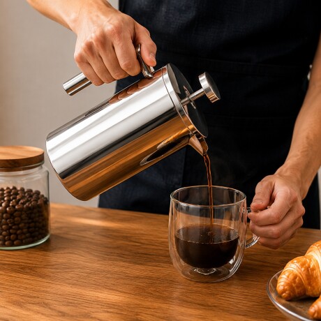 Cafetera Francesa Calidad Premium 1L Acero Inoxidable Plateado