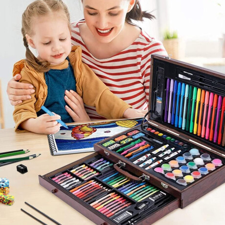 Set Arte Madera 123p Dibujo Valija Escolar Marcador Esc002002