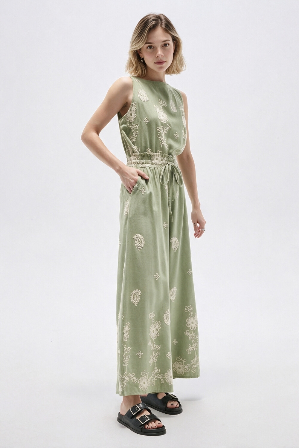 Pantalon Cilae Verde Grisaceo