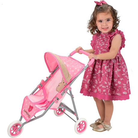 Coche Muñecas Bebote Juguete Cochecito Bebé Plegable Rosado
