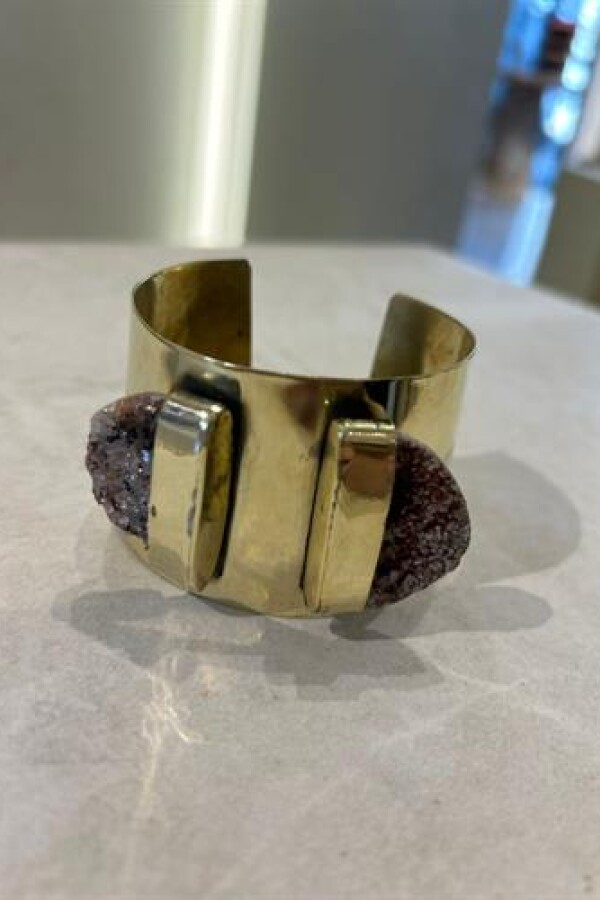 Doble Amatista Cuff Rosa Bronce
