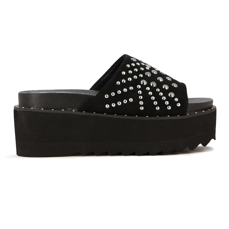 Sandalias Mujer Darkness Plataforma Y Tachas Negro