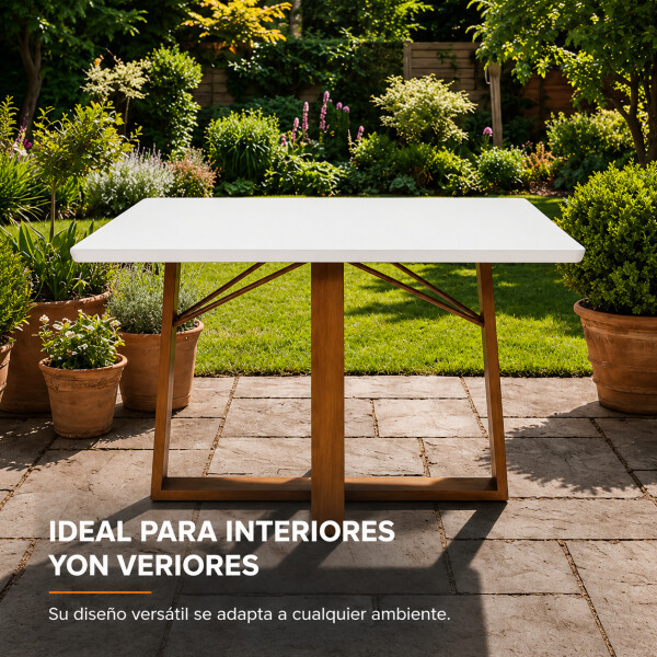 Mesa Comedor ComboHome Elma 120x80Cm Reforzada Madera Vidrio Blanco 1