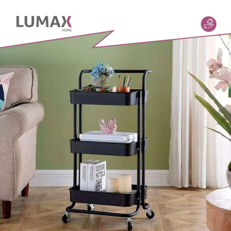 Carrito Organizador 3 Niveles Multiuso con Ruedas Negro