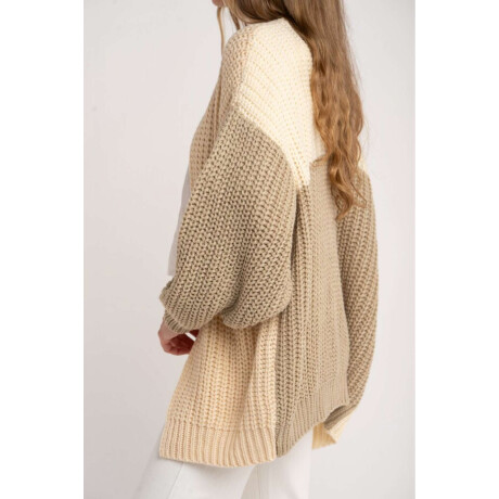 Cardigan Combinado Algodón Nacar