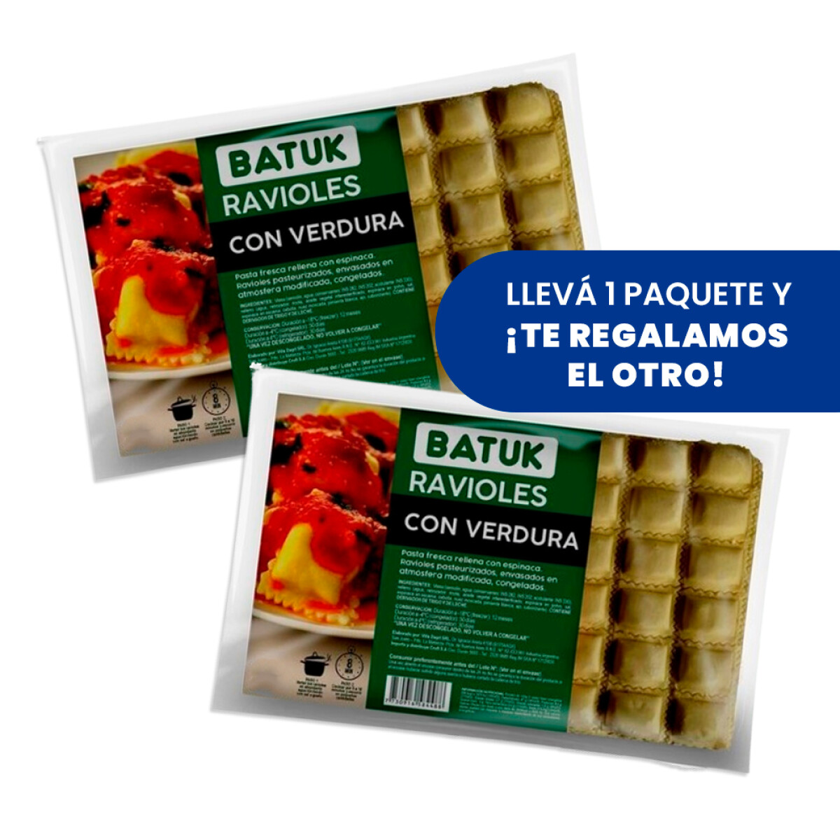 Raviol Batuk Verdura 750 Gs + Raviol Batuk Verdura De Regalo 