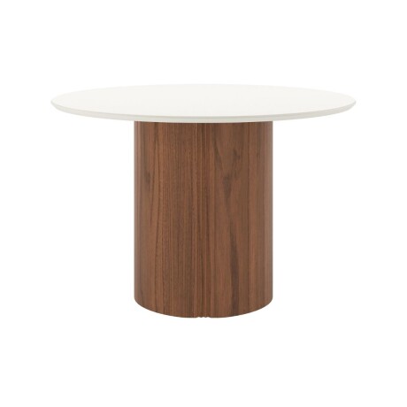 Mesa de comedor Kalina - Redonda con Vidrio Off White y Canela
