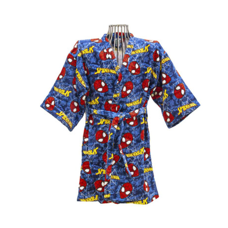 Bata de Baño Infantil Velour Talle P al G Spider Cara Araña Rojo