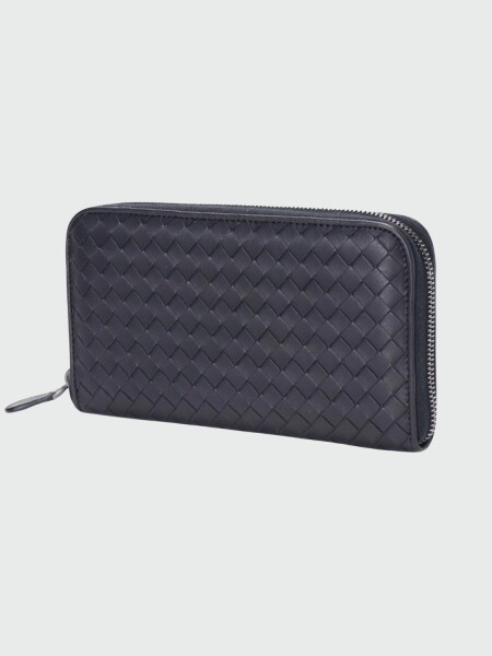 Billetera Continental de cuero Bottega Veneta, Intrecciato Azul