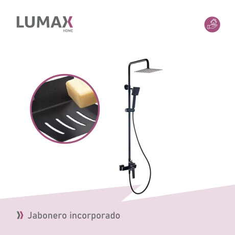 Barral columna cuadrada de ducha Negro Ajustable sin monocomando color