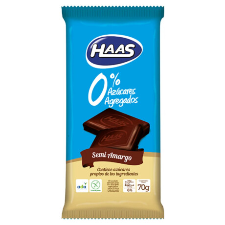 Chocolate Hass 0% Azúcar Semi Amargo 70g Chocolate Hass 0% Azúcar Semi Amargo 70g