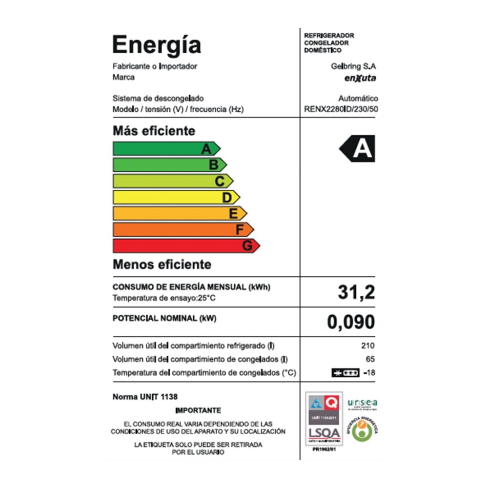 HELADERA ENXUTA 275-LITROS GRIS RENX2280IM