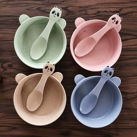 Set de Bowl Tazón y Cuchara para Comida Bebé en Plástico Azul