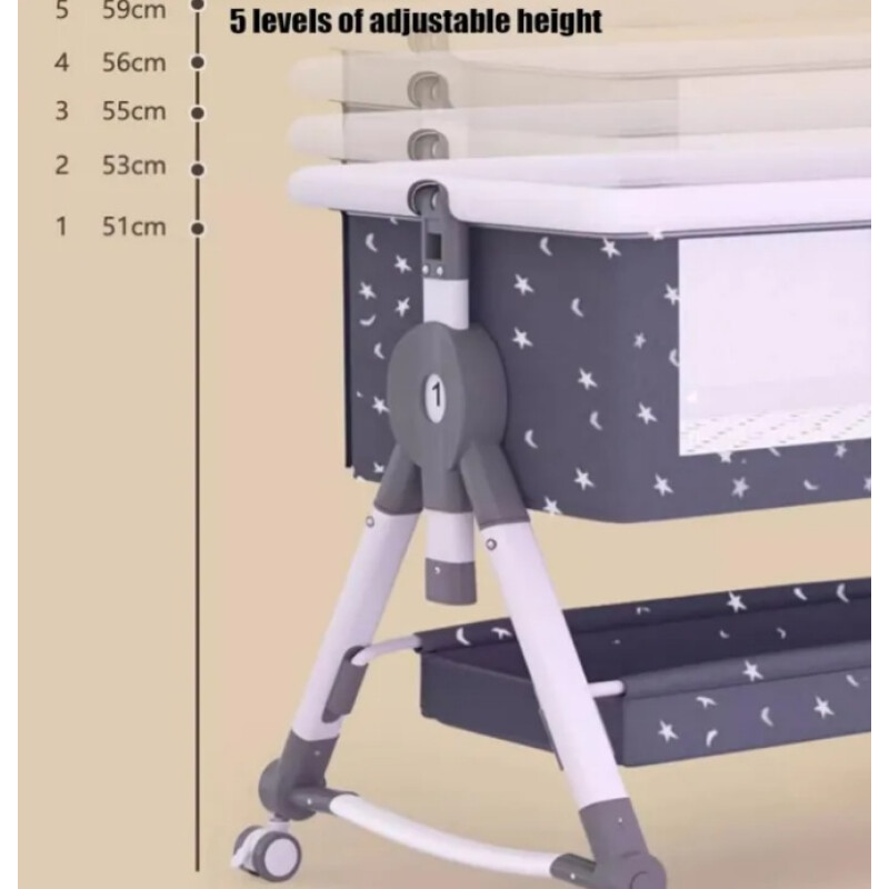 Cuna Colecho Moises Con Ruedas Y Mosquitero Bebe Gris