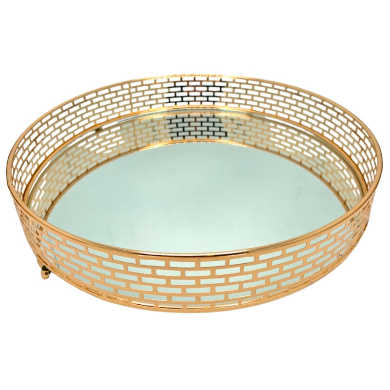 Bandeja Metalica de 35CM Dorado C/ Espejo Bandeja Metalica de 35CM Dorado C/ Espejo