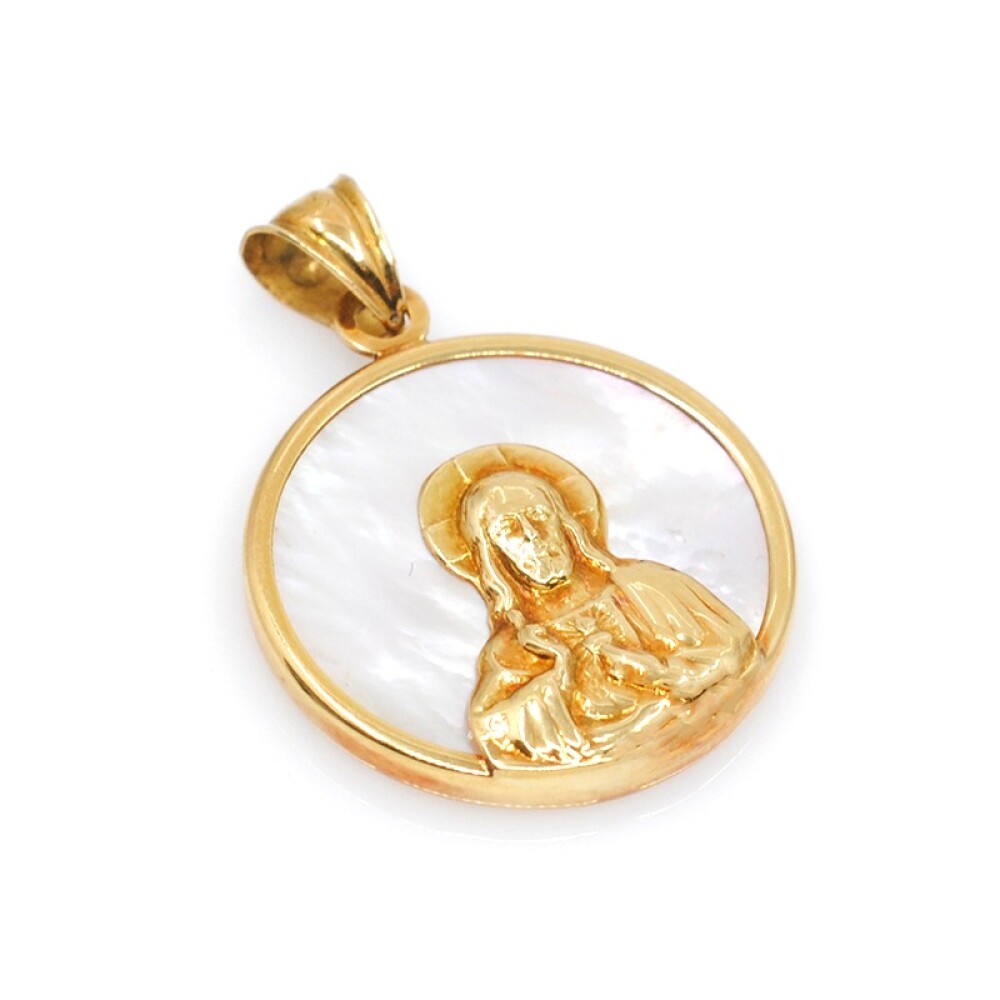 Medalla Religiosa imagen Cristo en oro 18kts y nacar Medalla Religiosa imagen Cristo en oro 18kts y nacar