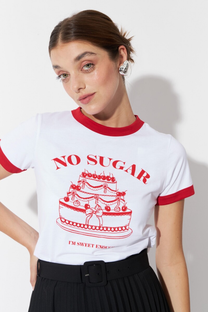 T shirt no sugar blanco