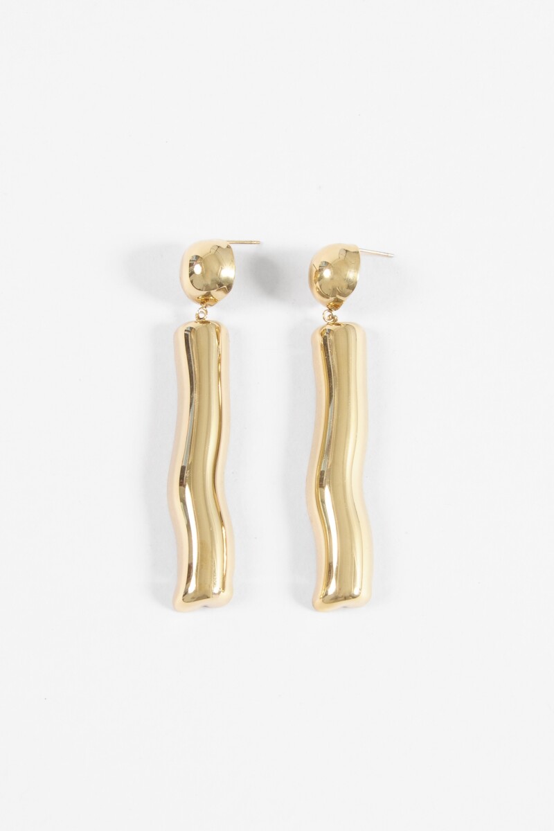 Caravanas largas acero dorado