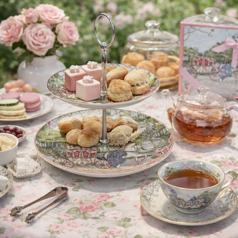 Plato de Pastelería en Cerámica de Dos Pisos Diseño Vintage Plato de Pastelería en Cerámica de Dos Pisos Diseño Vintage