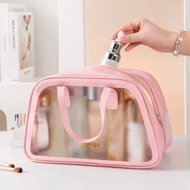 Necessaire de Viaje Organizador Impermeable con Compartimentos _ Ideal Porta Cosméticos y/o Artículos de Baño Rosa