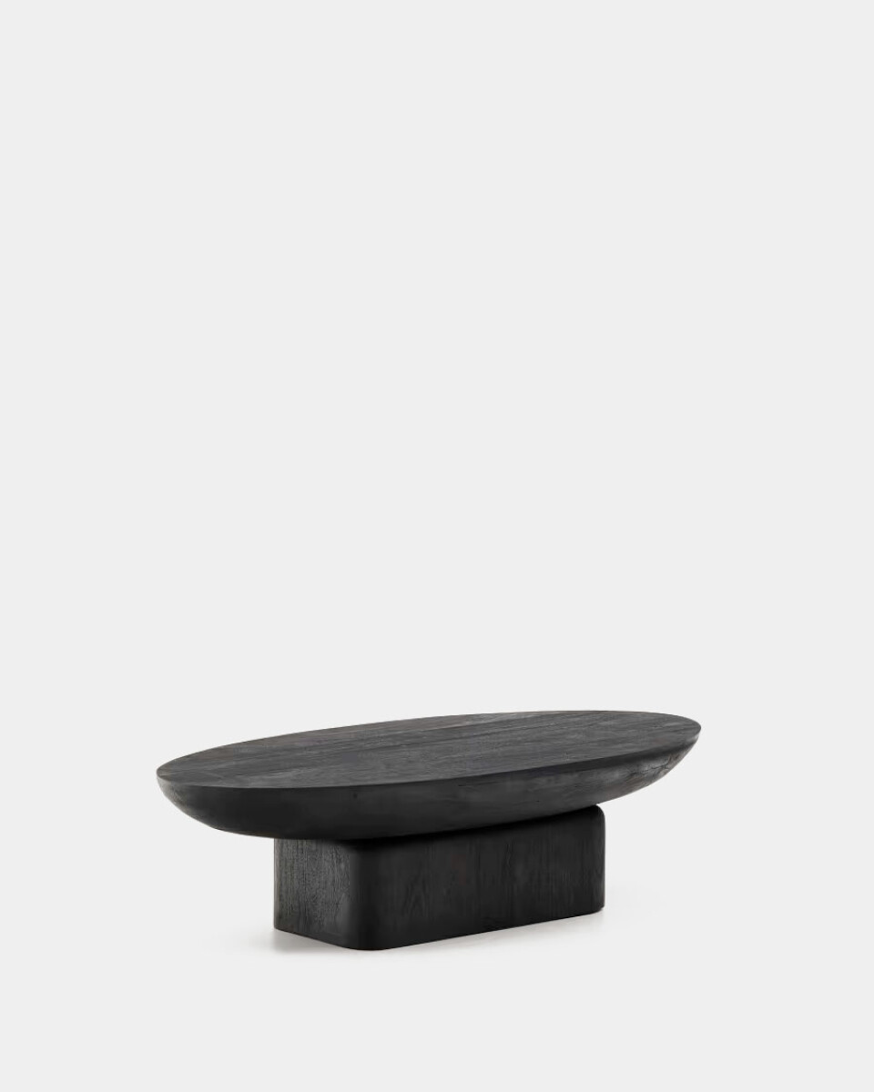 Mesa de centro Ovak de madera maciza de acacia con acabado negro FSC 100% 140 x 70 cm 